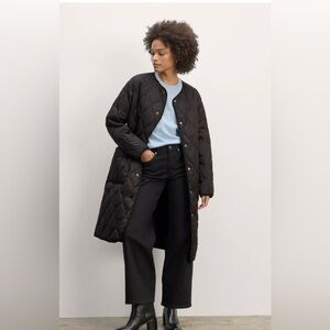 Everlane - THE LONG QUILTED LINER Black Size XXS EUC